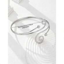 1 Pc Flower Floral Decor Metal Arm Cuff / Metal Wire Wrap Design Upper Arm Bangle / Women Arm Band - 銀色 - 查看 3
