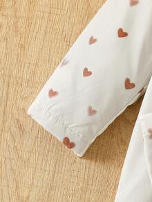 Young Girls' Casual Cute Heart Hooded Fleece Jacket, Daily Wear Windbreaker, Autumn - Brown - View 4