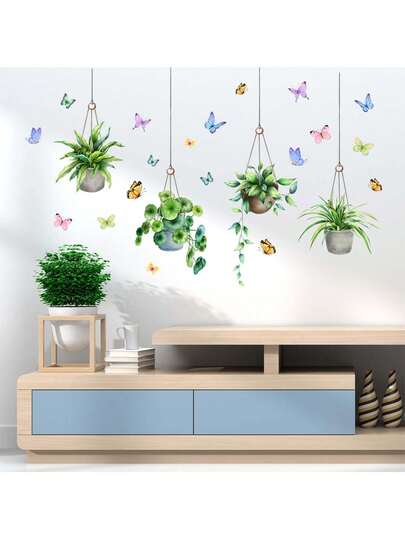 植物绿植盆栽装饰贴纸 PVC材质 可移除自粘易撕贴纸 家居装饰 点亮生活 节日装饰贴纸 生日毕业礼物