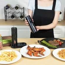 Juego de molinillos de sal y pimienta eléctricos, molinillo de sal y pimienta automático con base rellenable, 2 molinillos de grano ajustable, operación con una sola mano, luz LED, molinillo de pimienta automático recargable por USB, grado de molienda ajustable, adecuado para el hogar/cocina/barbacoa/camping/viajes [Dos opciones: alimentado por batería/recargable] - Multicolor - Ver 7