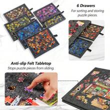 Lavievert Tilting Puzzle Board With 2in1 Designed Stand Cover Super Lightweight Felt Plateau Storage With 6 Drawers For Adults Portable Jigsaw Puzzle Table For Up To 1000 Pieces Gray Ideal For Home Use And Travel Provides Stable Surface And Organized Storage For LargeScale Puzzles - xám - Xem 3