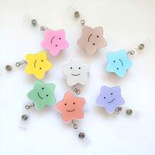 1pc Nurse Badge Clip, Cute Star Transparent Retractable Clip, Easy Clip-On Employee ID Badge Holder - Multicolor - View 2