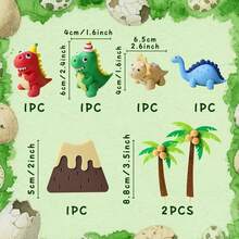 Decoratiuni de tort cu ou de dinozaur, ou de dinozaur, frunze, decoratiuni de tort vulcan, potrivite pentru ziua de nastere a prietenilor, accesorii pentru petreceri cu tematica animalelor dinozaur, petrecere de neuitat pentru prietenii tai, poate fi si un mic cadou pentru fanii si prietenii dinozaurilor! - Multicolor - Vizualizare 18