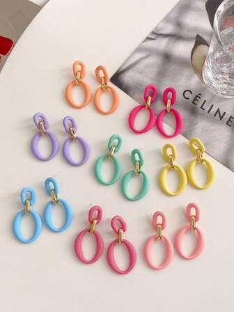 1 Pair New Vintage Y2K Geometric Acrylic Exaggerated Fashion Earrings, Suitable For Women, Mother's Day, Valentine's Day, Easter, Christmas, New Year, Daily Wear