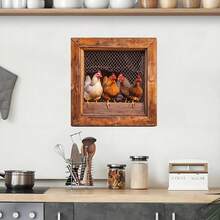 1pc Chicken Wall Stickers, Rooster Hen Chicks Butterfly Farm Idyllic Wall Decals Removable Vinyl Peel And Stick Hen Chicks Eggs Chicken Art For Farmhouse Kitchen Dining Room Nursery Pantry Home Decorations - Multicolor - View 10