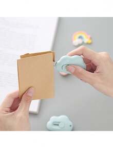 1/3/10pcs Cloud Shaped Paper Cutter, Practical Retractable Utility Knife Envelope Cutter, Portable Cloud Shaped Paper Box Cutter With Keychain Hole