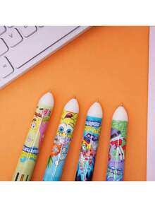 6pcs/Box Cartoon Star Spongebob Push-Button Ballpoint Pens, Cute Patrick Star Design, Colored Pens, Journaling Supplies, Office Accessories, 0.5mm Black Carbon Ink Pens, Suitable For Gifts/Christmas Gifts/Gifts For Men/Christmas Stocking Stuffers