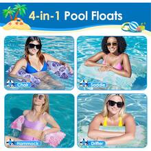 Tendencia4PCS Inflable Piscina Flotadores PVC Malla Agua Hamaca Inflable Piscina Silla Tumbona con Bomba para Piscina Adultos VacacionesCalidad premium - 1 - Ver 3