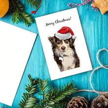 1pc Funny Christmas Card - Sassy Cat With Santa Hat & "He Wouldn't!" Text - Perfect Gift For Cat Lovers, Colleagues - Paper Material Holiday Card, Australian Christmas Greeting Card, Christmas Card Funny, Christma Card With Envelope, Christmas Animal - Multicolor - View 7