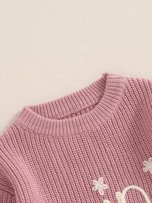 Mommy And Me Matching Outfits Mama And Mini Long Sleeve Crewneck Sweater Pullover Tops Mother Baby Matching Clothes - Hồng - Em bé - Xem 6