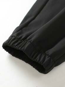 Women's Outdoor Casual Drawstring Waist Pants With Printed Zipper Pockets, Suitable For Leisure, Office, Party And Other Occasions, Spring/Autumn - Black - View 5