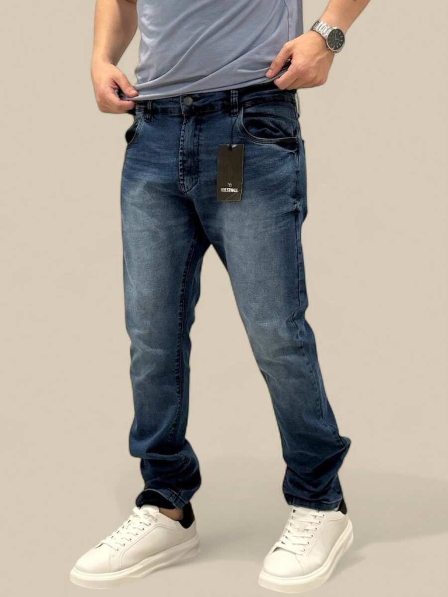 Men's Slim Fit Premium Denim Jeans With Elastane Lycra - Capri Blue - View 1