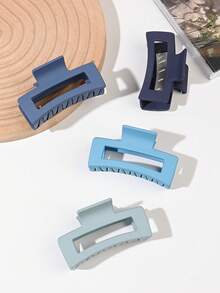 1pc/4pcs Blue Gradient Matte Square Hair Claw, 8.5cm Claw Clips Hair Clips Hair Jaw Clip Hair Clamps Hair Clutch Hair Catcher Clip Fall Winter Hair Accessories For Women For Vacation Outfits Woman - Multicolor - View 5