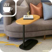 C-Shaped Side Table Black , Modern Multifunctional Coffee & Laptop Table for Living Room, Bedroom, Office, or Balcony, Compact 60cm Height Sofa Table, Space-Saving Industrial Loft Design, Elegant Black & Brown Accent Furniture. - 黑色與棕色 - 查看 6