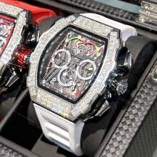 ONOLA Fashion Brand Waterproof Mechanical Watch Automatic Movement Men Luxury Watch Men Wristwatches Diamond Watch Men - 白色 - 查看 2