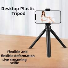 Lightweight Mini Tripod For Camera/Phone/Webcam & Selfie Stick, 360° Phone Clip & Cold Shoe Mounts - Black - View 1