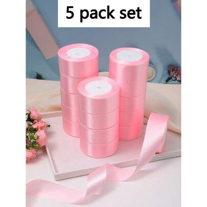 (5 Rolls Ribbon) DIY Rose Flower Materials Satin Ribbon Decor Cake Gift Packaging Woven Ribbon Wedding Party Bow Ribbon For Graduation Ceremony Bride Gift Packaging Birthday Decor Wedding Supplies Bridesmaid Gift Party Favor Easter Back To School DIY Hair Clips Thanksgiving Christmas Handmade Rose Ribbon Labor Day Independence Day