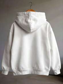 Kit Of 2 Hooded Sweatshirts, Casual Basic Style, Unisex Winter Set - - 白色/白色 - 查看 3
