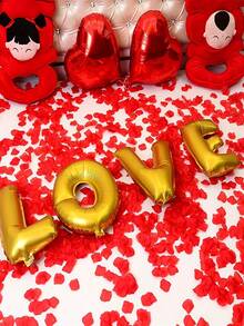 2000pcs Artificial Red Rose Petals, Romantic Wedding Party Decor Fake Flowers, Tabletop Center Piece, Tree Decor, Winter Home Party Decoration