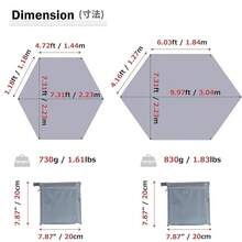 Hammock Camping Tarp Rain Fly, Waterproof Tent Shelter Awning Sunshade Cloth Picnic Mat For Outdoor HiFKing Beach BackpacFKing - Included Guy Lines & Stakes{Inchcolor_nameinch:Inch#04Greyinch,Inchsize_nameinch:Inch7.3x7.3ftinch} - #04灰色 - 查看 3