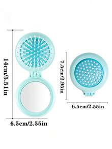 3件套旅行折叠镜梳，圆形折叠口袋大小发梳，迷你发梳，便携旅行按摩梳，女士女孩美发造型工具，旅行必备配件，适合户外、办公室、返校季等场合。 - 彩色 - 查看 10