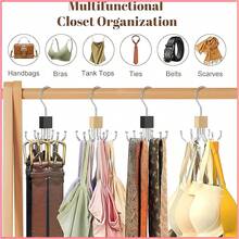 4pcs High Capacity Multi-Purpose Belt Hook,360°Rotating 6-Claw Hook Belt Rack Wardrobe Organizer, Used For Belts, Bras, Tank Tops, Ties, Scarves, Stainless Steel Hooks, Fashionable Wardrobe Organizer, Space-Saving Wardrobe Organizer - 4 miếng - Xem 6