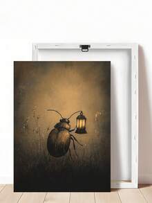 1 Stück Käfer mit Laterne Muster, melancholischer Motte in Samtumhang Muster, Vintage Insekten Poster, Dark Academia Muster, stimmungsvolle Wandkunst, antike Wildblumen, Schlafzimmer Dekoration, Wohnzimmer Dekoration, Studentenwohnheim Dekoration, ideales Geschenk für Freunde, Wandkunst, Wanddekoration, Heimdekoration, Raumdekoration, Leinwandkunst, Poster, Wandkunst mit Rahmen, optionaler Rahmen