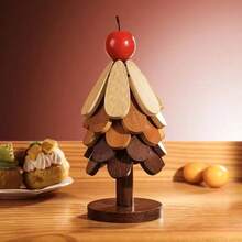 3pcs/5pcs Wooden Triangle Pad Coasters, Tree-Shaped Heat Resistant Table Mat Cup Placemat, Creative Christmas Tree Trivet Decor, Stylish, Multipurpose Decoration