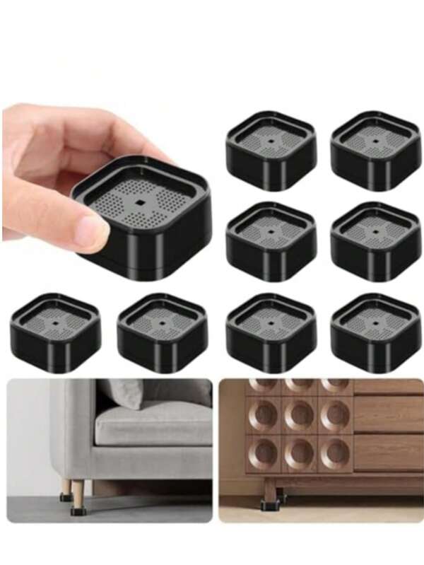 8 paquete de elevadores de muebles, elevadores de cama ajustables de alta resistencia, elevadores de altura de 1 o 2 pulgadas, elevadores de cama apilables cuadrados de 1, 2 o 3 pulgadas para patas de escritorio, mesa, sofá, silla, patas de marco de cama, dormitorio, negro