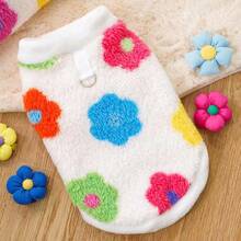 1 pieza Chaleco/Chaqueta térmica con forro floral cálido para perros medianos/grandes, ropa para mascotas para Golden Retriever, Border Collie, Labrador - Blanco - Ver 8