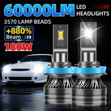2个路顺H1 H7 H11 9005/HB3 9006/HB4 H4 LED汽车大灯灯泡，60000流明，180瓦，6000K色温，集成外置驱动器，高功率3570CSP高亮芯片，支持CANBUS总线，无故障，亮度提升880%，安装简便，即插即用 - 深灰色 - 查看 16