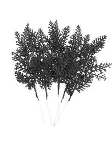 MEHELANY 10Pcs Blak Artificial Glitter Leaves Fake Plants Branches Leaf Christmas Tree Picks Sparkling Fillers Sprays For Xmas Wreath Garland DIY Crafts Home Holiday Arrangement Decor Christmas Party , Holiday Table Setting Valentine Bouquets Embellishment, Hostess Gifts Home Decor Christmas Decorations Room Decor