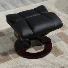 HOMCOM Relaxation Chair With Ottoman, Swivel TV Chair With Reclining Function, Faux Leather, Black (On Site) - 1 - View 4