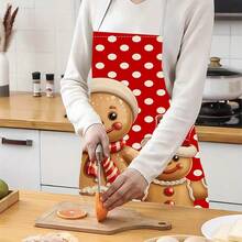 1pc Adult Gingerbread Tree Red Linen Apron - Holiday Christmas Apron, With Gingerbread Cookie Design, Durable Fabric, Holiday Cooking, Women's Apron, Funny Apron, Women's Novelty Apron, Men's Apron, Christmas Apron Women, Novelty Apron, Women's Apron, Women's Christmas Apron, Teacher Apron Linen Apron - Multicolor - View 6
