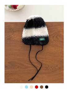 带耳罩的条纹露指保暖手套，温暖又可爱，适合女孩的冬季套装；带耳罩的条纹露指毛绒手套，温暖又时尚，适合女孩的冬季套装 - 羊羔毛-耳罩 - 查看 17