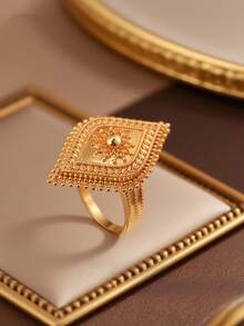 Herseygold 1 Peça Anel de Estilo Árabe Médio-Oriental Banhado a Ouro Ajustável, Adequado para Uso Diário, Casamento e Presentes de Feriado - Dourado - Visão 10