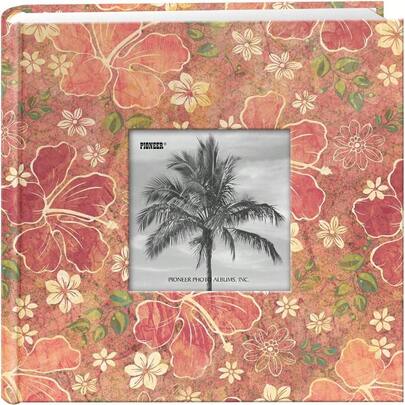 200 - Pocket Tropical Leaves Fabric Frame Cover Album 4 by 6 - Inch Prints