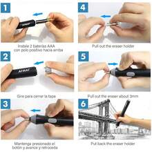 Borrador Eléctrico, MTQ Automático Borrador, Borradores para Dibujo, Portátil Borrador para Artistas con 22 Piezas Reemplazable de Borrador para,Dibujo Arquitectura Artes y Oficios Oficina Aprender - 1 - Ver 5