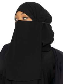 1pc Women's Solid Color Adjustable Tie Veil, Elastic Width Face Mask, Muslim Conservative Face Covering Hijab, Niqab, Burqa, Headscarf, Suitable For Khimar And Robe For Dress - Multicolor - View 7