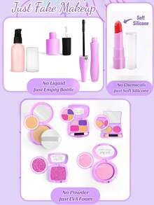 Girls' Toy Makeup Set, Pretend Makeup, Mermaid Handbag, Children's Party Gift, Suitable For Girls Aged 3, 4, 5, 6 And Above, Toy Gift, Not Real Makeup - Purple - View 10