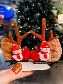 2个圣诞鹿角发夹，侧刘海发夹，森林仙子鹿发饰，发卡，发夹 - 彩色 - 查看 20
