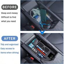 TOPINSTALL Center Console Tray Compatible With 2018-2024  Camry XLE XSE And 2020-2023 2024 Camry LE SE With Dual USB Ports Interior Accessories Armrest Storage Console Organizer ABS Material - 20182024Black - View 3