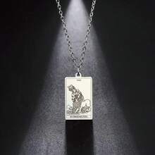 TEAMER Stainless Steel Tarot Cards Necklace Vintage Tarot Jewelry Good Luck Amulet Pendants For Women{Inchcolor_nameinch:InchSilver-STRENGTHinch} - Độ bền bạc - Xem 7