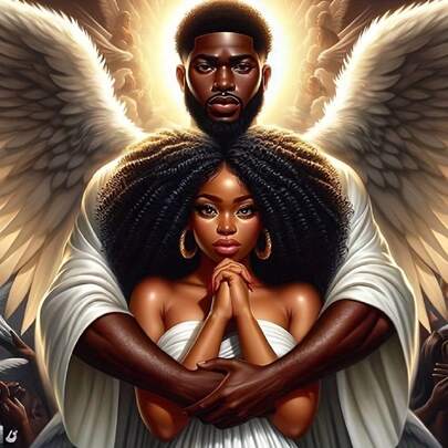 Kit de Pintura com Diamantes Acrílicos - Kit DIY de Pintura com Diamantes 5D para Decoração de Paredes, Decoração de Casa, Artesanato e Presentes de Natal - Anjo de Pele Negra, Bordado com Diamantes Completo em Ponto Cruz, Artesanato sem Moldura