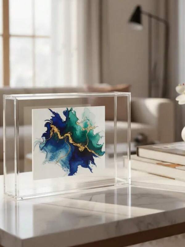 Moldura em Acrílico para Mesa Parede Porta Maternidade (Transparente, 20x15x3)