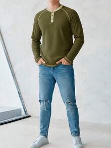 PLAYERA HENLEY ML IMPALA PREMIUM - Verde Oliva - Ver 3