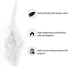 100根5-7英寸白色公鸡羽毛，手工制作，带鞍形夹，适用于婚礼、家庭聚会、捕梦网和DIY工艺品 - 白色 - 查看 8