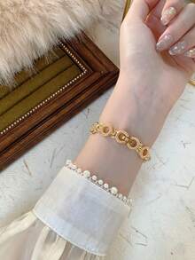 1件女款金/綠色錶盤極簡風新款小錶盤優雅時尚百搭石英手錶，適合日常配戴 - 白色 - 查看 4