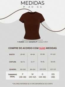 Women's Short-Sleeve Baby Tee T-Shirt, Fitted, Ribbed, Basic, For Everyday Wear, Work, Travel - Rust Brown - View 4