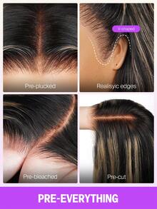 MEGALOOK 升级款 13x6 三合一™ 无胶假发，渐变铂金色挑染，自然波浪卷发，带抽绳 - 100% 真人发透明蕾丝前假发，预剪耳到耳蕾丝无胶假发，预拔毛自然发际线，波浪卷发，彩色假发 - 流行色(其他顏色) - 查看 7